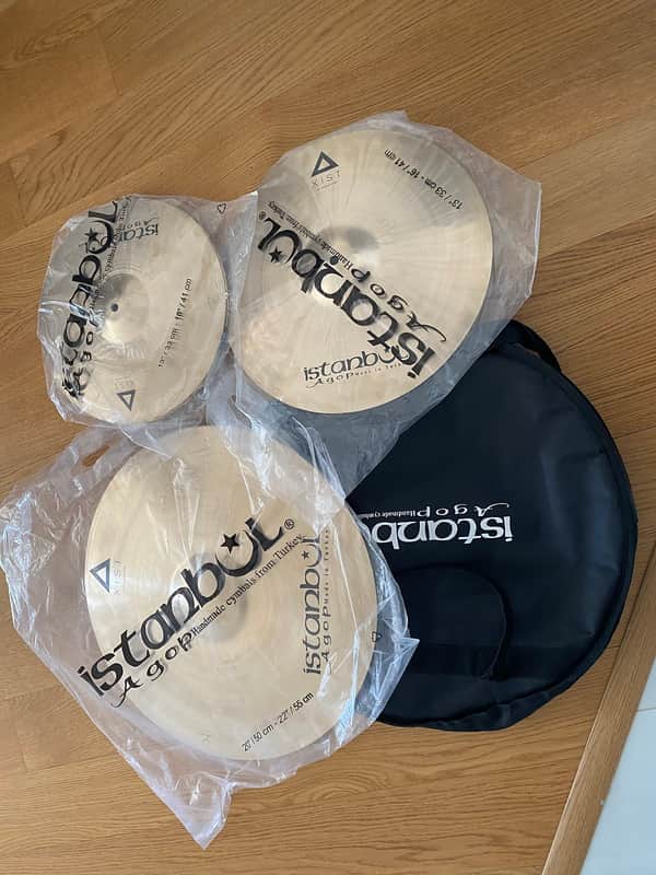Istanbul Agop Xist Natural Cymbal Set 14" Hi-Hats, 16" Crash + 20" Ride + Soft Bag image 1
