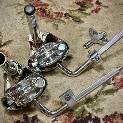 Two Tama MTH900AS Single Tom Holder with Short Tube and TDK10 Drum Key 2010s - Chrome image 2