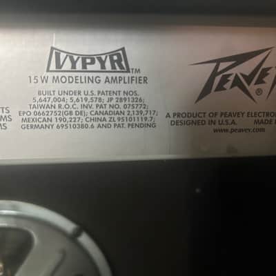 Peavey Vypyr Solid State 15-Watt 1x8" Modeling Guitar Combo 2000s - Black image 6