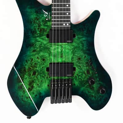 Agile Headless 6 String Electric Guitar GEODESIC PRO 625 RL M36 SS GL Green - Blueburst image 2