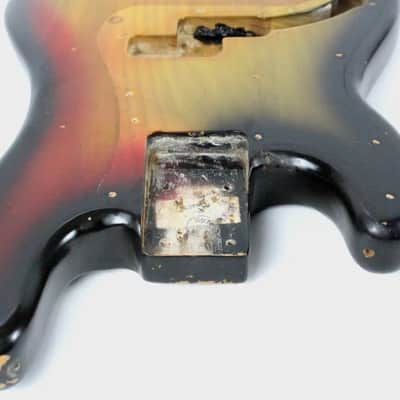 1977 Vintage Fender Precision Bass Lefty Sunburst Ash BODY Left-Handed 1970s USA PBass w/Original Bridge image 11