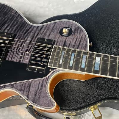 NEW! Gibson Dealer Select Custom Shop Les Paul Custom AAA Figured Flame Top - Transparent Black / Natural Back - Authorized Dealer - 8.8 lbs - G06805 image 3