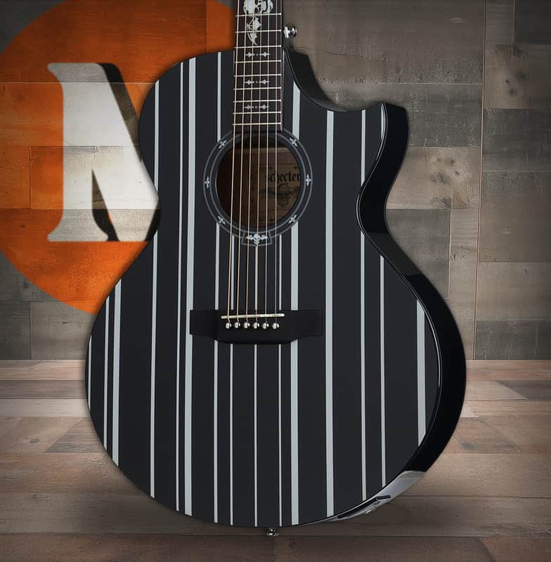 Schecter Synyster Gates Syn AC-GA SC Acoustic Guitar - Gloss Black w/ Silver Pinstripes (3700) image 1