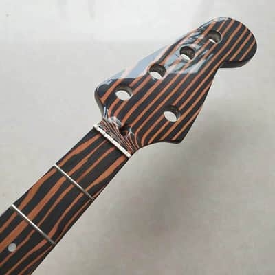Zebra Wood 5 String Jazz Bass Style Neck, 20 Frets Fingerboard Fretboard image 2