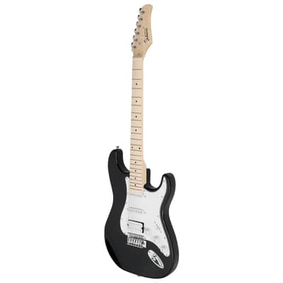 Glarry GST Stylish H-S-S Pickup Electric Guitar Kit with 20W AMP Bag Guitar Strap 2020s - Black image 8