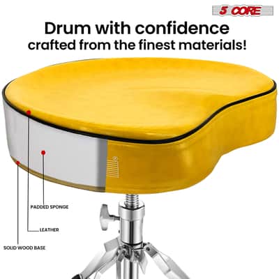 5 Core Drum Throne 4" Padded Saddle Seat Heavy Duty Adjustable Drumming Chair image 8
