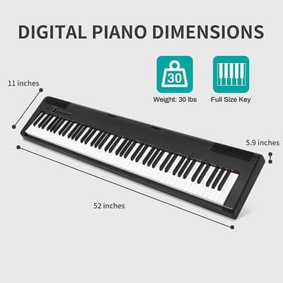 Weighted Piano 88-Key Beginner Digital Piano,Full Size Weighted keyboard with Hammer Action,with Sustain Pedal,15W Stereo Speakers,MP3 Function,Piano Lessons,Black image 2