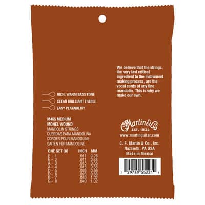 Martin M465 Monel Wound Mandolin Strings, Medium .011-.040 image 2