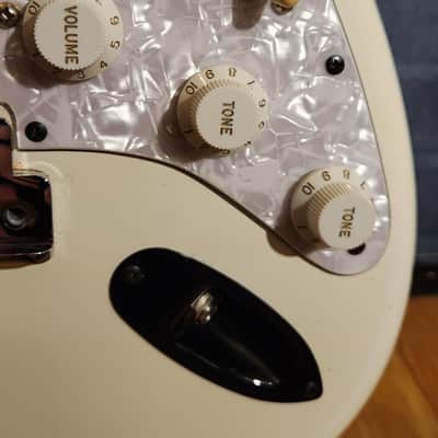 Vintage 1980s Kawai S-Style Electric Guitar White w/ EMG Pickups-GREAT Player! image 7