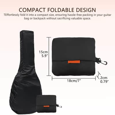 Acoustic Guitar Bag Rain Cover - Waterproof Protection with Lightweight and Foldable Design, Black image 3