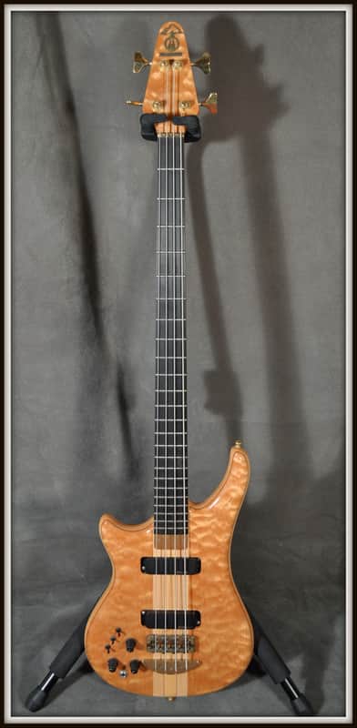 Alembic Custom left handed 4-string bass 1993 Natural Quilted Maple, mint condition image 1