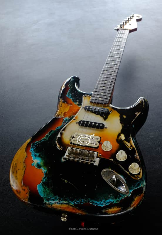 Fender Stratocaster Black/Blue over Sunburst Inspired by Joe Strummer Aged Heavy Relic (RARE) image 1