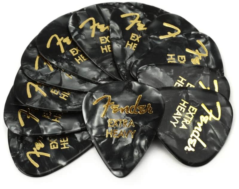 Fender 351 Premium Guitar Picks - Extra Heavy Black Moto 12-pack image 1