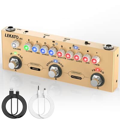 LEKATO  Multi Effects Acoustic Guitar Pedal Cube Baby AC Guitar Multi Effects Pedal Delay Chorus Tremolo Reverb Effect Pedal image 1