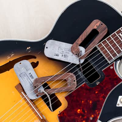 1966 Harmony Meteor H70 Vintage Guitar Sunburst w/ Maple Top & DeArmond Gold Foils image 18