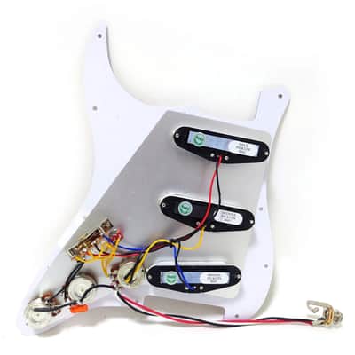 Custom SSS Loaded Strat Style Guitar Pickguard with Single Coil Pickups, Marbled Finish image 5
