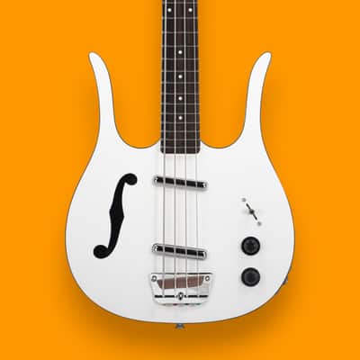 Danelectro 58 Longhorn Short-Scale Semi-Hollowbody Bass - Red Hot White [USED-MINT] image 2