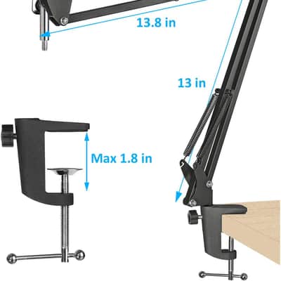 Boom Arm Mic Stand, Adjustable Suspension Boom Scissor Arm Stand image 2