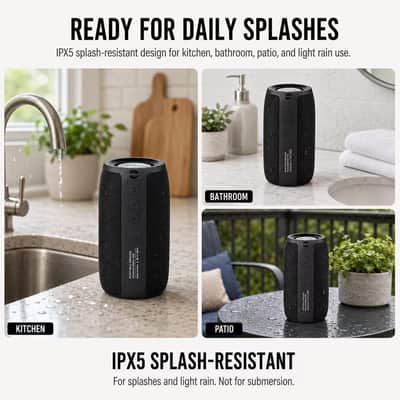 12W Portable Bluetooth Speaker, IPX5 Water-Resistant Wireless Speaker for Outdoor, Beach, Camping & Home Use image 3