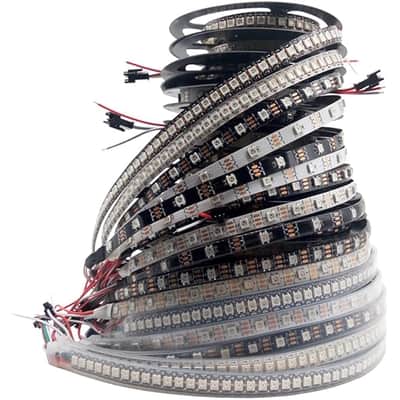 Individually Addressable Rgb Led Strip 16.4Ft 5050Smd Smart Flexible Dream Full Color 60Pixels/M Black Pcb Light Ip65 Waterproof Dc5V (Black Pcb, 16.4Ft 300Leds Ip65) image 3