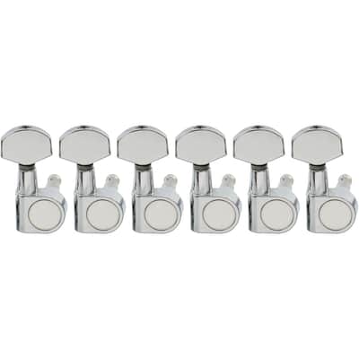 Pro 6-in-line 15:1 Ratio 2-Pin Full Sealed Machine Heads Tuners Tuning Pegs Keys with Hex Button for SQ Strat Tele Style Electric Guitar, Chrome image 1