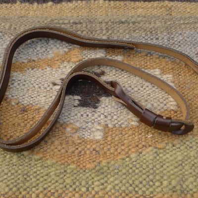 Very Unique Minimalist Featherweight 1oz High Quality Brown Leather Guitar Strap, Only 48" image 1
