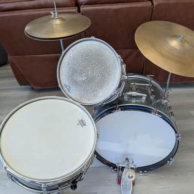Ludwig Keystone Badge Drum Kit Late 1960's - Blue sparkle with Avedis Zildjian Old‑Stamp Cymbals image 12