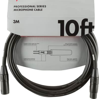 Genuine Fender Professional Series Microphone Cable, 10', Black - Ten Feet Long