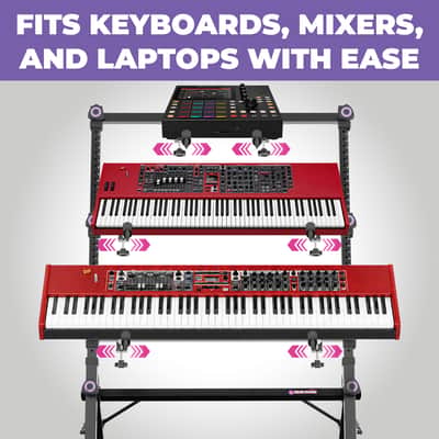 Liquid Stands 3-Tier Adjustable Keyboard and Synth Stand – Professional Stand for Keyboards, Mixers, Synths, and Laptops image 6