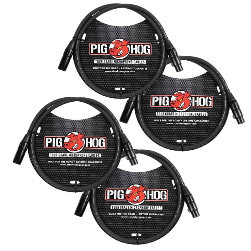 4-Pack Pig Hog PHM3 8mm Tour Grade Microphone XLR Cable 3ft - New image 1