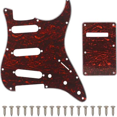 SSS 11 Holes Strat Electric Guitar Pickguard and BackPlate Set for Fender US/Mexico Made Standard Stratocaster Modern Style Guitar Parts (3Ply Red Tortoise) image 1