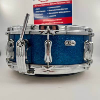 Slingerland Super Gene Krupa Radio King 5.5x14 Snare Drum 1960 - Blue Sparkling Pearl image 3