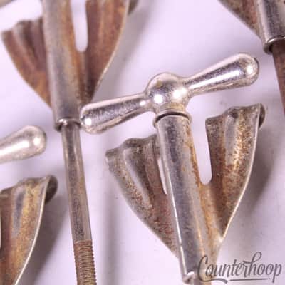 Ludwig 8x Bass Drum Long Bow-Tie Tension T-Rods+Claws 5 1/4"Nickel 50s Club-Date image 2