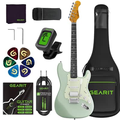 Electric Guitar (Premium Ash Tonewood) 39in Full-Size, HSS Pickups with Coil Split, Round Frets, Genuine Rosewood Fretboard, Accessories - Surf Green image 1