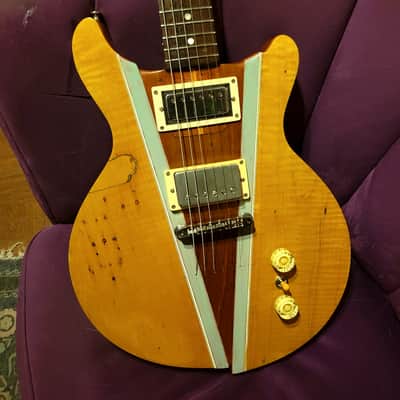 Gibson  Les Paul Jr  1959 Modded Maple Top With Brazilian Rosewood Inserts Painted Blue And Orange With Added Old Growth Flame Maple Cap Odd Ball Conversion image 1