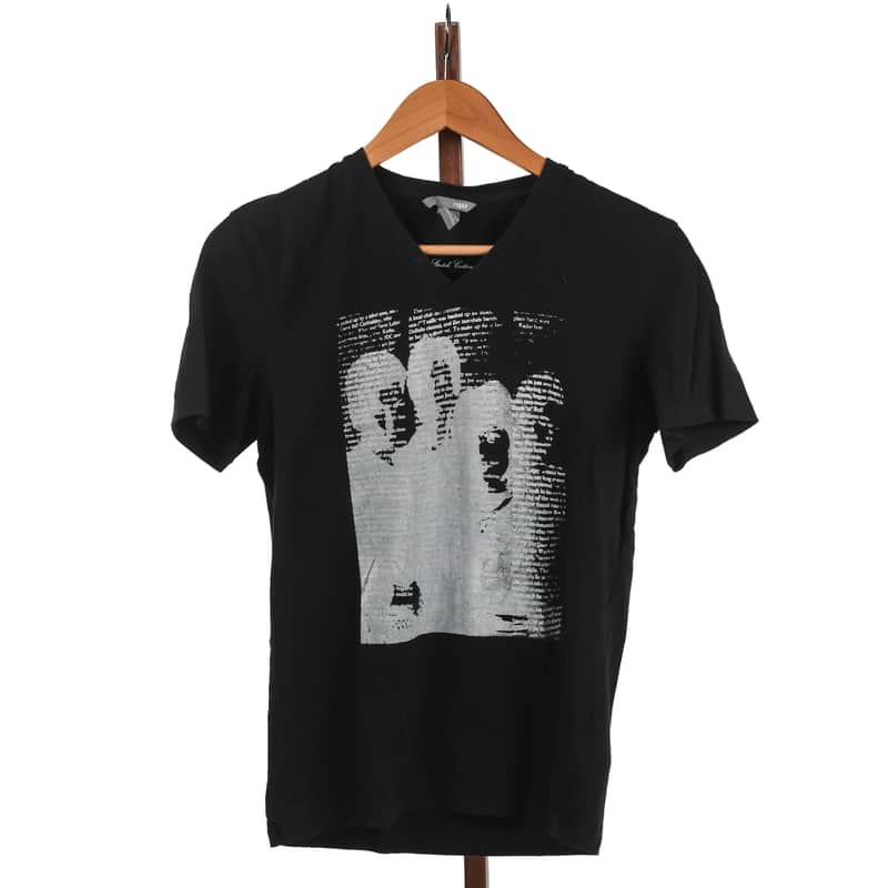 Black V-Neck w/ White Print Owned by Mike Dirnt image 1