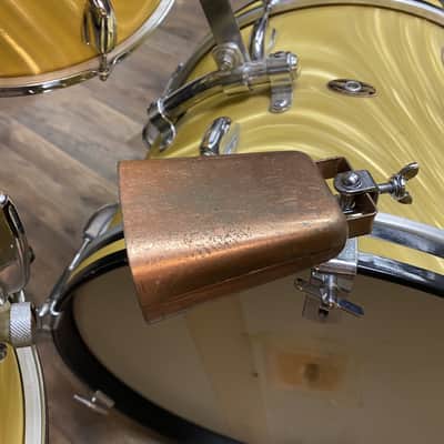 VINTAGE Slingerland Yellow Satin Flame Drum Set & Hollywood Ace 14" Snare Drum - 20/13/16/14SN image 5