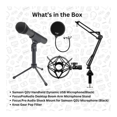 Samson Q2U Handheld Dynamic XLR/USB Microphone Bundle with Boom Arm, Shock Mount, and Pop Filter image 12