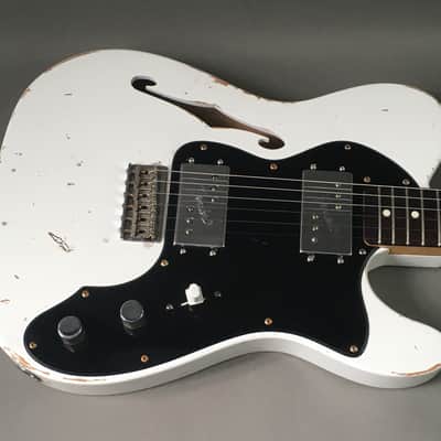 Vintage Custom USA Made Semi-Hollow TL72 Thinline Tele Chambered F Hole Relic White Fender Wide Ranges 6.6 Lb HSC image 5