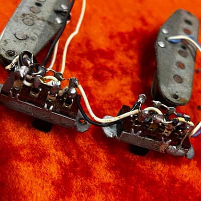 Original Fender Mustang Pickups 1972 1973 grey bottom with switches pickguard cover music master Duo sonic stratocaster image 2