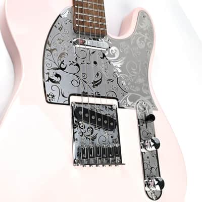 Stainless Steel Pickguard Scratch Plate 8 Holes SS Single-Coil Pickups Metal Engraving Electric Guitar Pickguard Compatible with USA/Mexican Telecaster Tele Modern Style Guitar Parts(Chrome) image 5