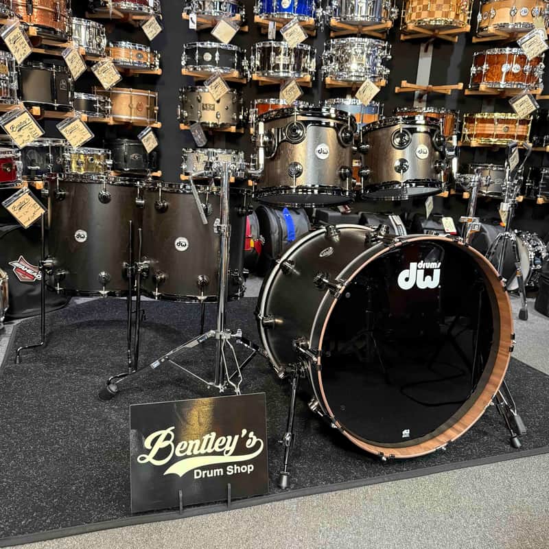 ~WOW!~ DW Collector's Series Pure Walnut 5-Piece 10/12/14/16/22 Drum Kit Set in Ebony Satin Oil with Black Nickel Hardware image 1