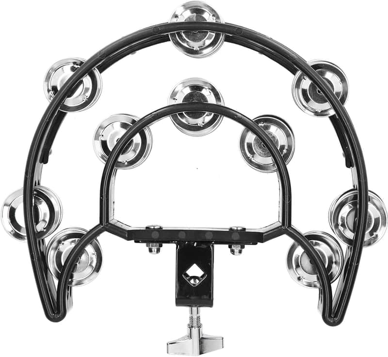 Hi Hat Tambourine Drum Set Multifunctional Hand Bell Rattle Loose Double Row Bells Hi Hat Tambourine image 1