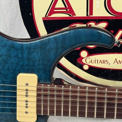 Michael Rowan Custom Guitars Journeyman Twin P90s Guitar - Trans Turquoise image 2