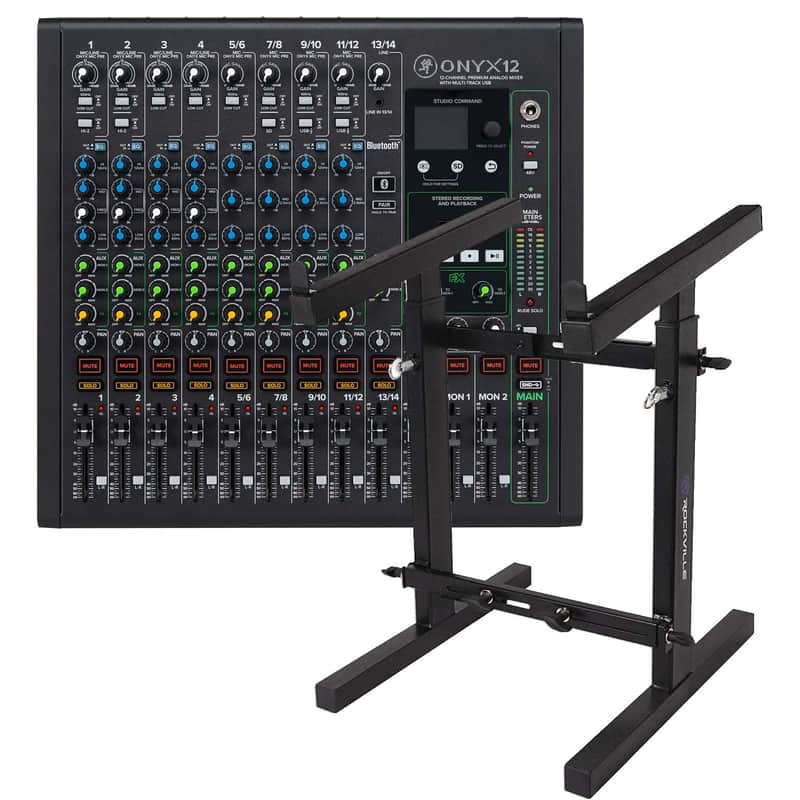 Mackie Onyx12 12-channel Analog Mixer, Mixer Stand Bundle image 1