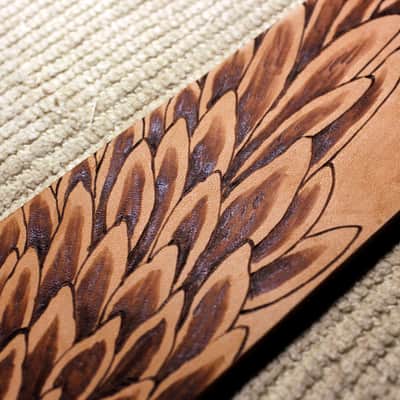 burnyblack custom guitar strap leather - osprey yellow image 9