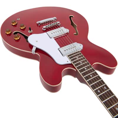 Vintage VSA500P ReIssued Semi Acoustic Guitar ~ Cherry Red image 9