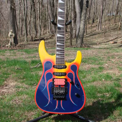 MIJ Jackson Pro Dinky DK2 Blue Orange Flames Japan image 1