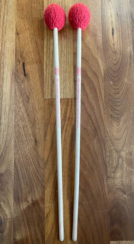 Adams MB1 Marimba Mallets Pair - Set of Two Mallets Red Wood Handle image 1
