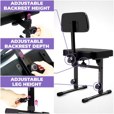 Liquid Stands Adjustable Piano Keyboard Bench with Backrest - Black Padded Cushion Seat for Musicians image 5